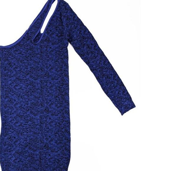 BCBGeneration Bodycon Mini Dress One Shoulder Cutout PeriBlue Size M/L NWT - Picture 8 of 10